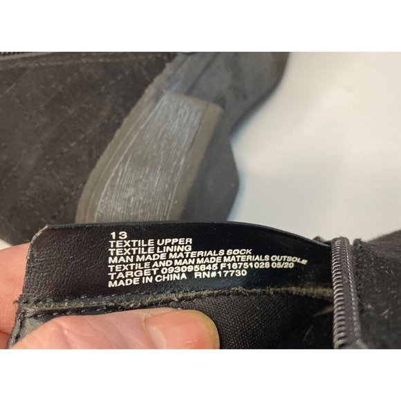 Cat & Jack Black Faux Suede Booties Zip Up Ankle Boots Girls Size 13 Target - Picture 9 of 12